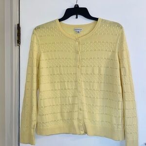 Croft & Barrow Women's Cardigan Knit Sweater XL Yellow Button Up Long Sleeve